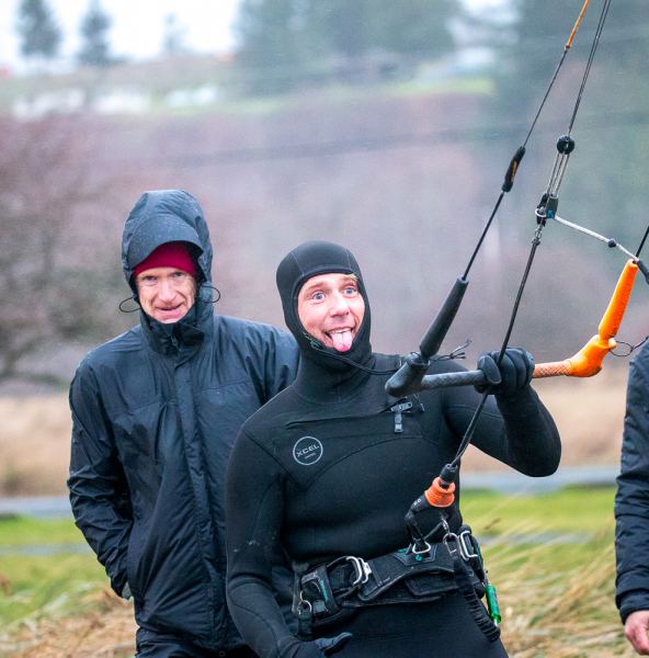 Erik somewhat stoked to try a 3m kite.
