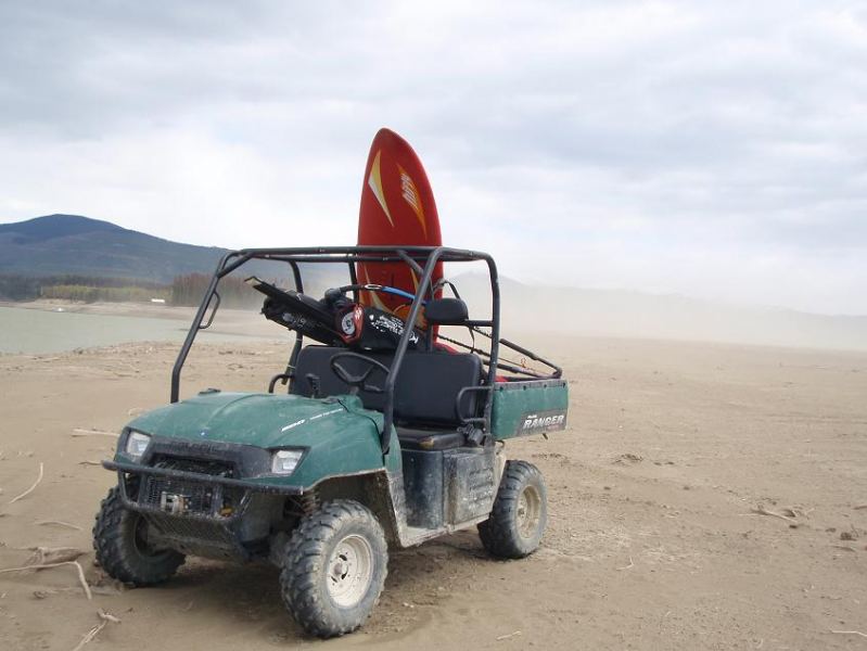 Ranger ultimate board vehicle!
Note the dust in the background; the reason for the respirator!  (Blowing sand on an ocean beach; no probs; on a terrestrial surface, it abrades silt, which is fine silica.....)
