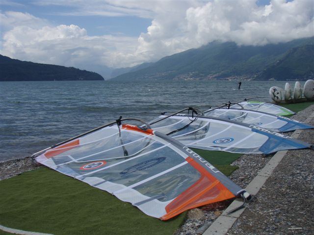 Domaso Beach, Cumo Lake, Italy
complete with stocked rental fleet, capuccino hut, beer garden, grass camping and carpeted rigging area
