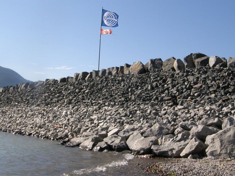 New Harrison breakwater
There used to be an old breakwater that was only 1 - 2 ft above water level, and so we used to sail on the downwind side of it.   Now there is a 50 - 75 yard wind shadow on the lee side of this massive new breakwater so we have launch on the upwind side.  At low water it is about 30 ft above water level.  Ridiculous waste of money.
