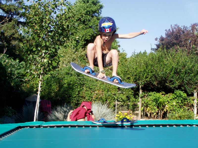 Scotty, 6yrs old, on the trampoline - all he needs is a kite
