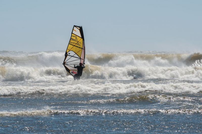 No Swim Required...
...when you have 40 knots of wind to punch through the shore break.
