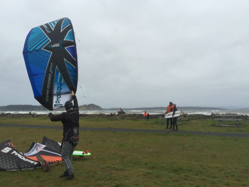 Launching the 5m in 35-40 knots
Island View 5 Dec 2015.  Wasn't too gusty though.
