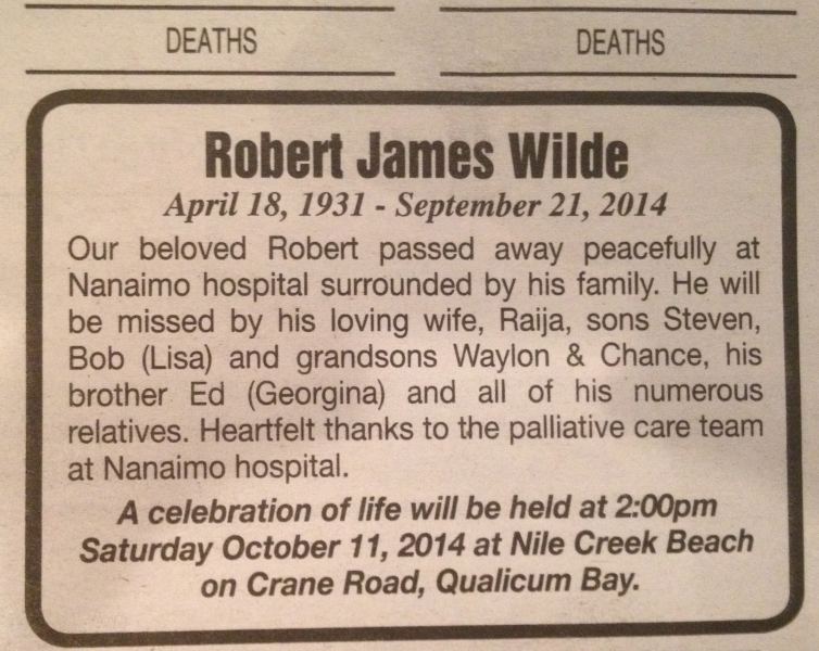 In Memory of Robert Wilde
