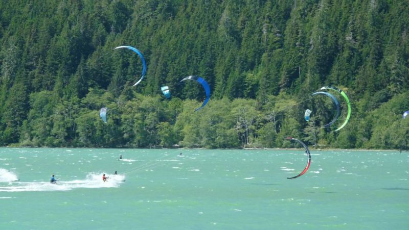 Windsurfers view of the kite racing at Windfest
