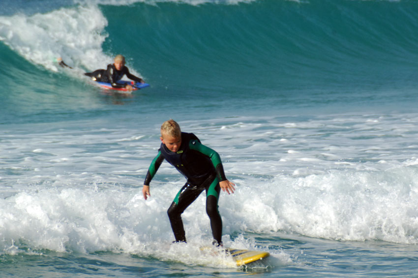 only swell, and the first ride with the new surfboard
